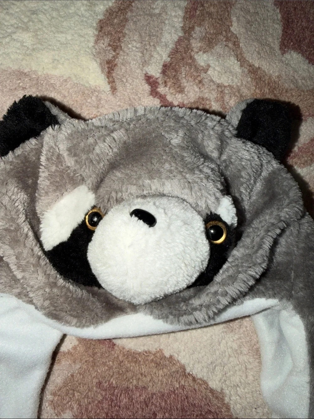 Kids Gray Raccoon Plush Hood Hat